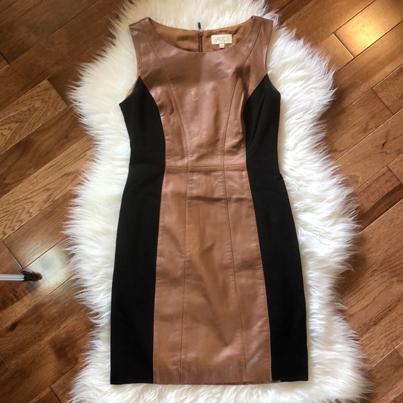 Vakko Dresses & Skirts - Vakko Brown Leather Dress size 2